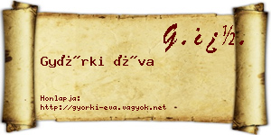Györki Éva névjegykártya
